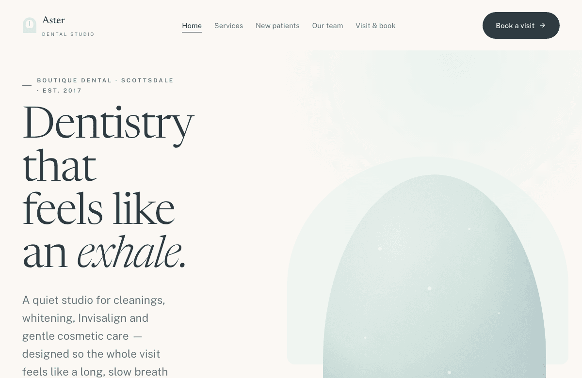 Aster Dental Studio sample website preview