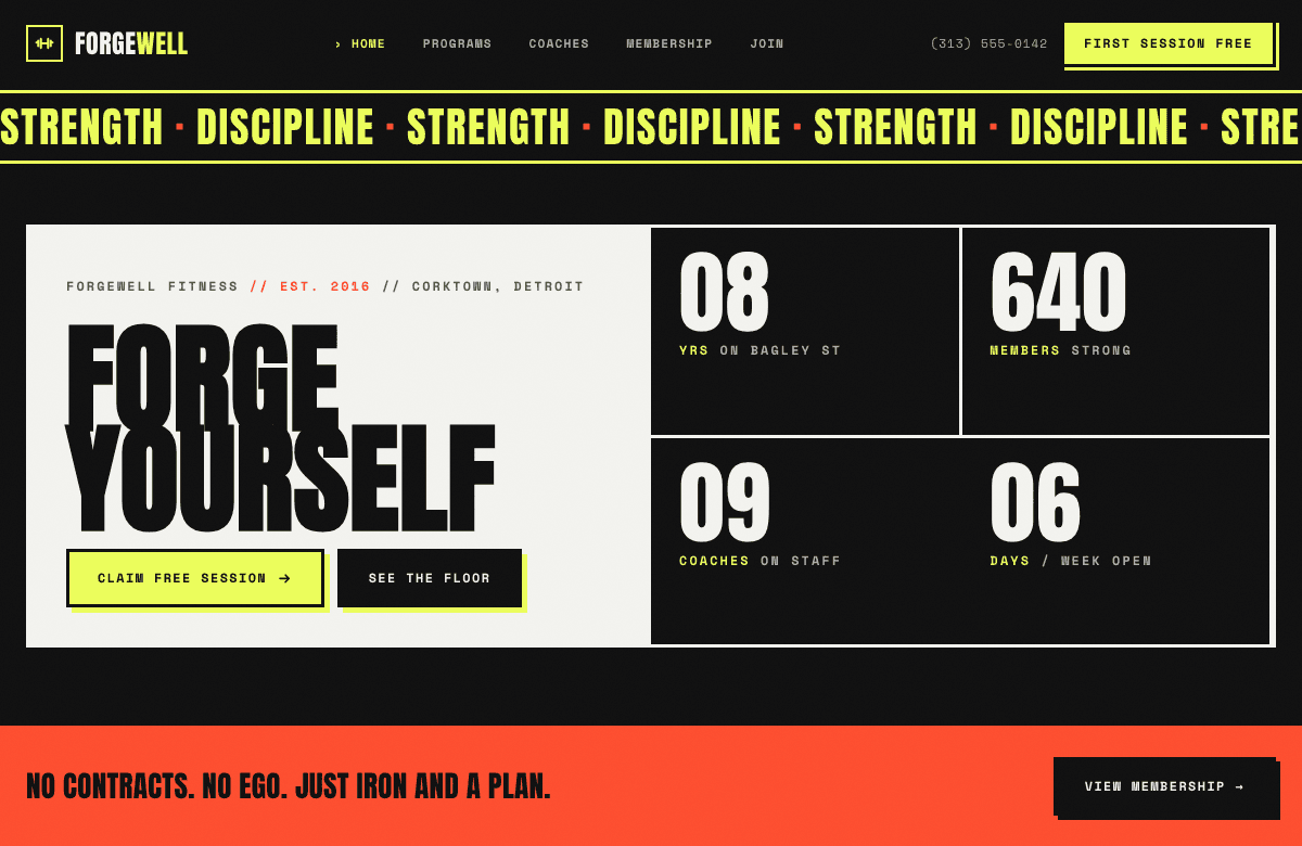 Forgewell Fitness sample website preview